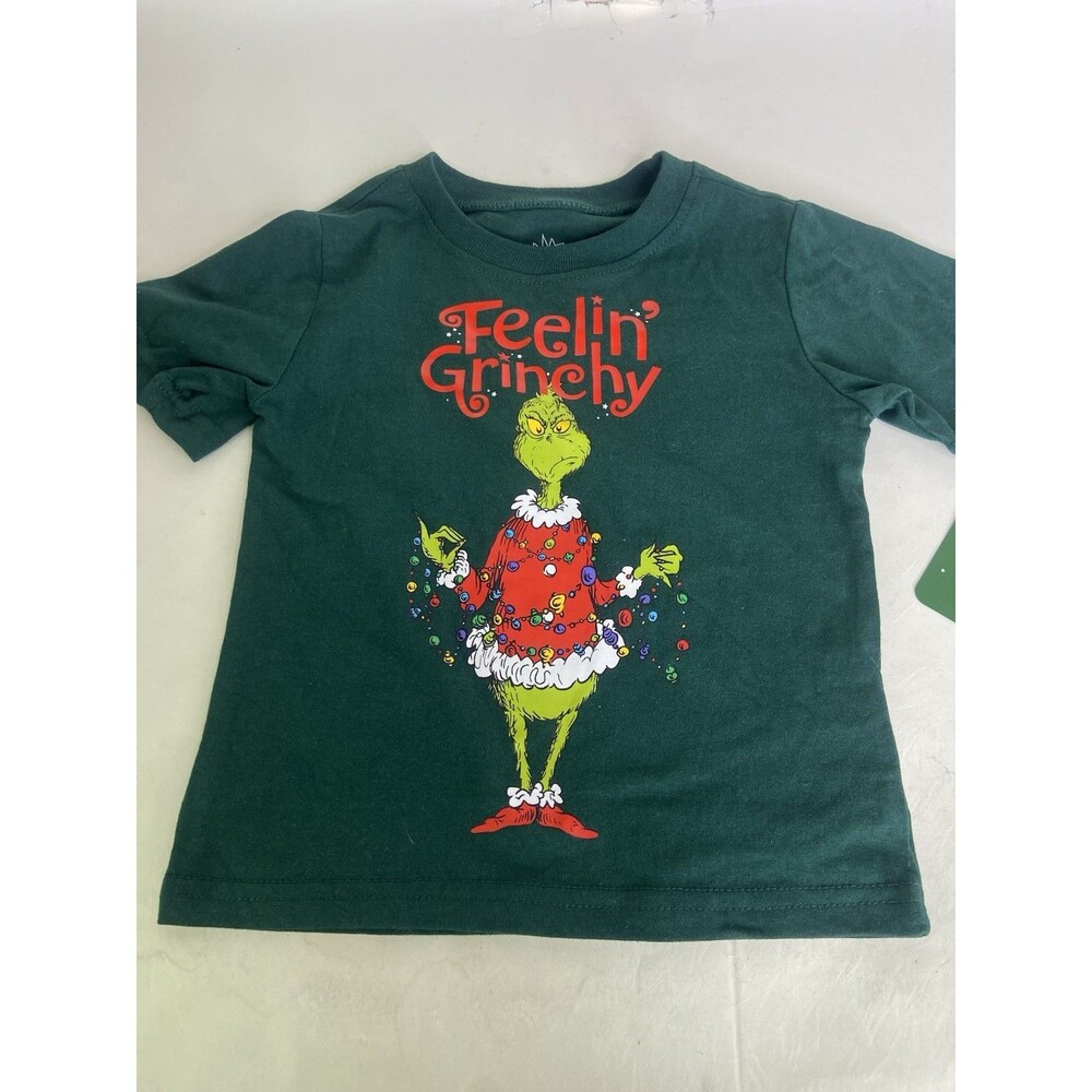 Dr. Seuss The Grinch Feeling Grinchy Christmas Tee T-Shirt Boys Girls Size 2T